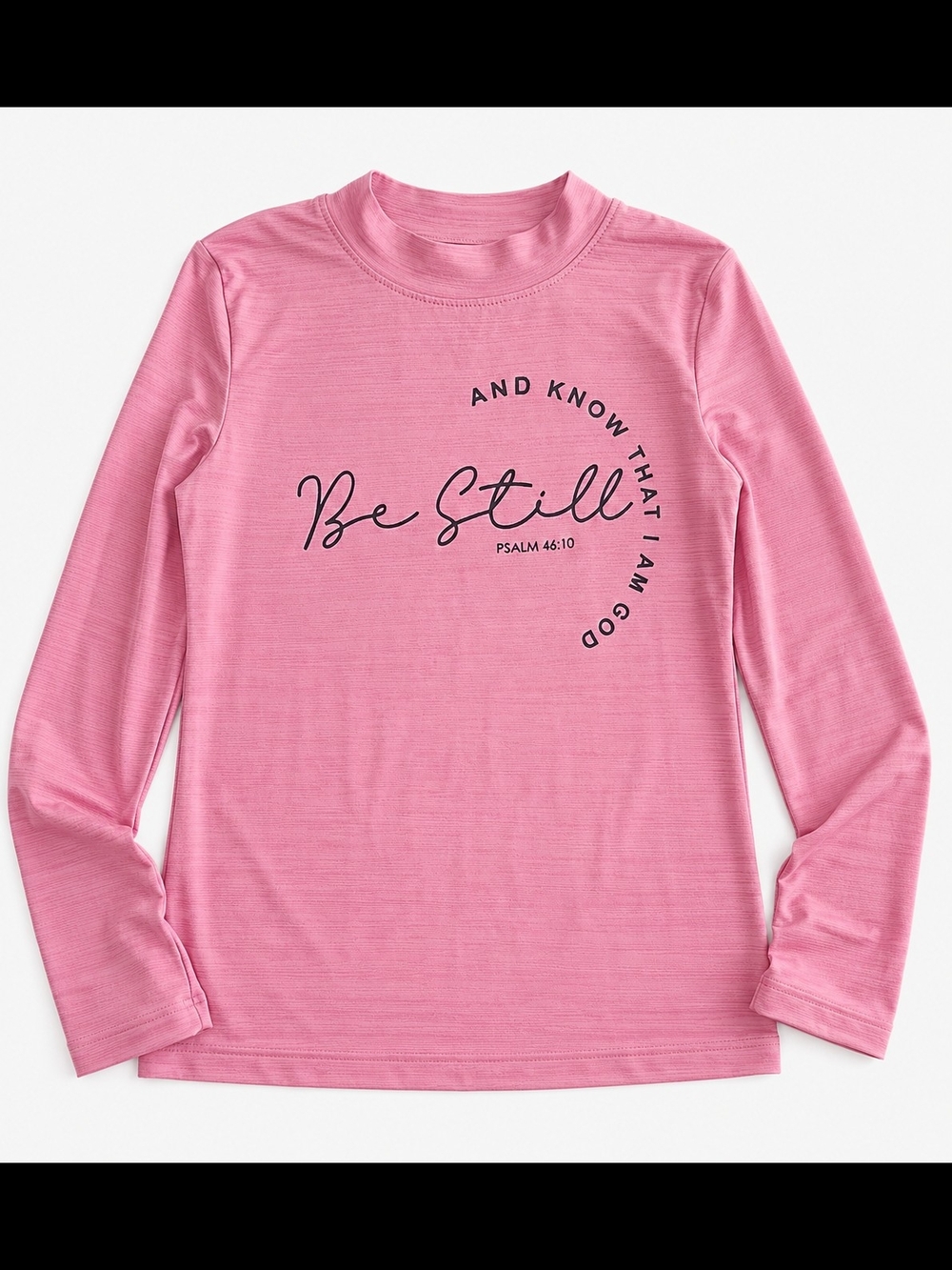 Faith-Inspired Pink Long Sleeve Top | Psalm 46:10 "Be Still" | Size S